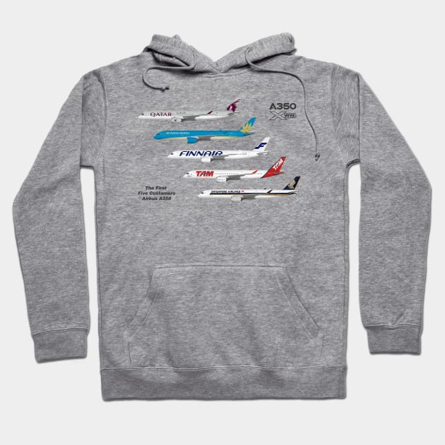 Airbus A350 First Five Customers Hoodie by SteveHClark